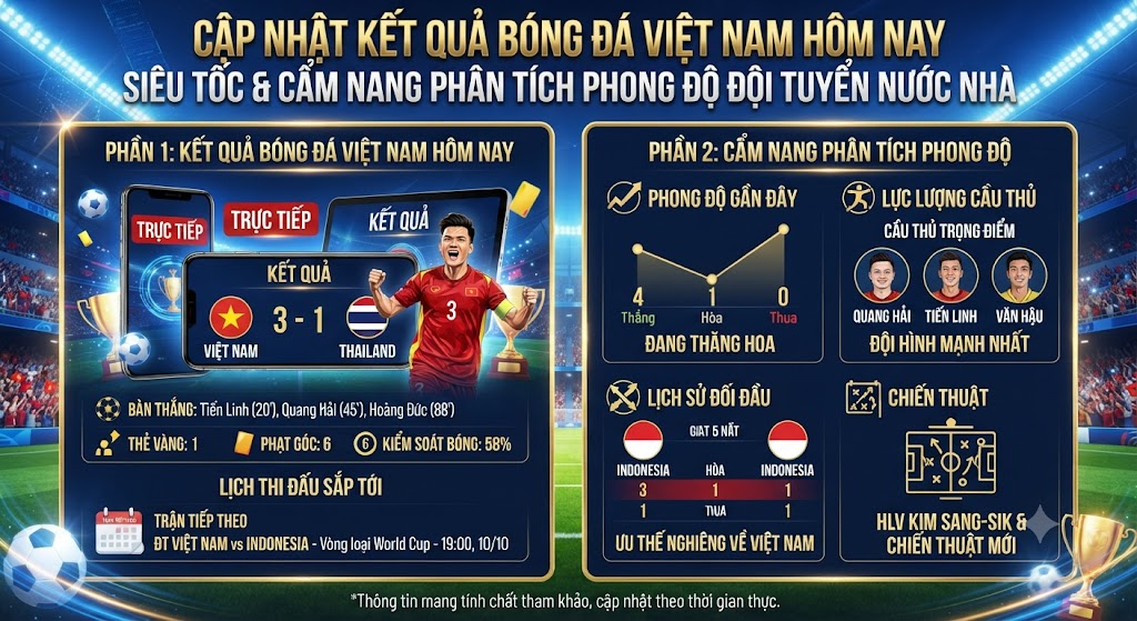 kết quả bóng đá việt nam hôm nay