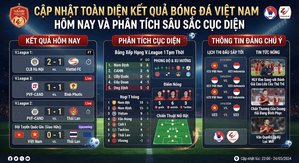 kết quả bóng đá việt nam hôm nay