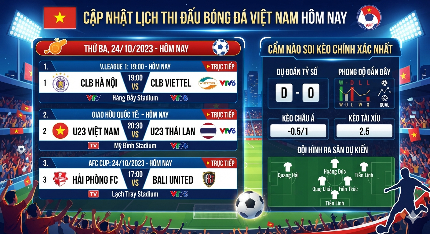 Cập nhật lịch thi đấu bóng đá viêt nam hôm nay và cẩm nang soi kèo chính xác nhất